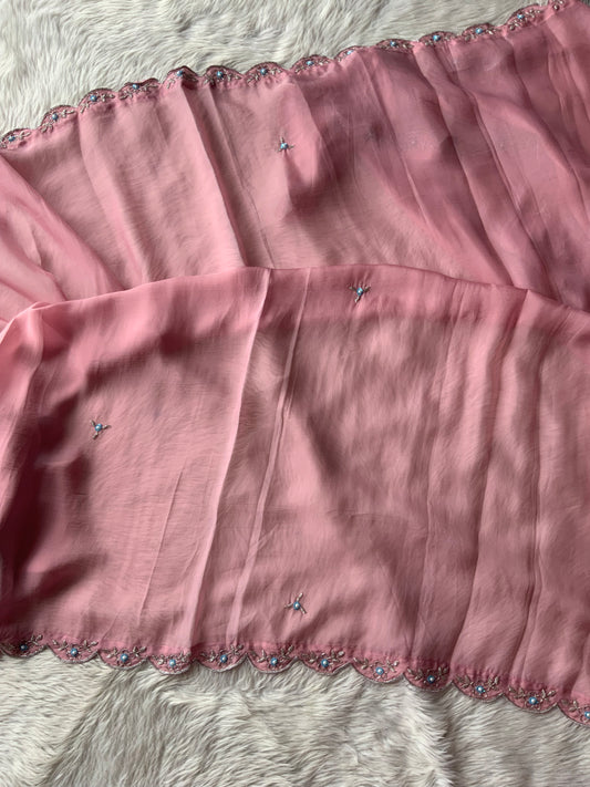 Pure organza hand work saree