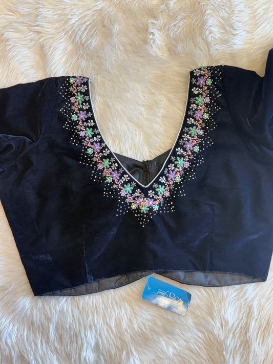 Blue velvet blouse