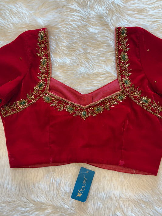 Red velvet blouse